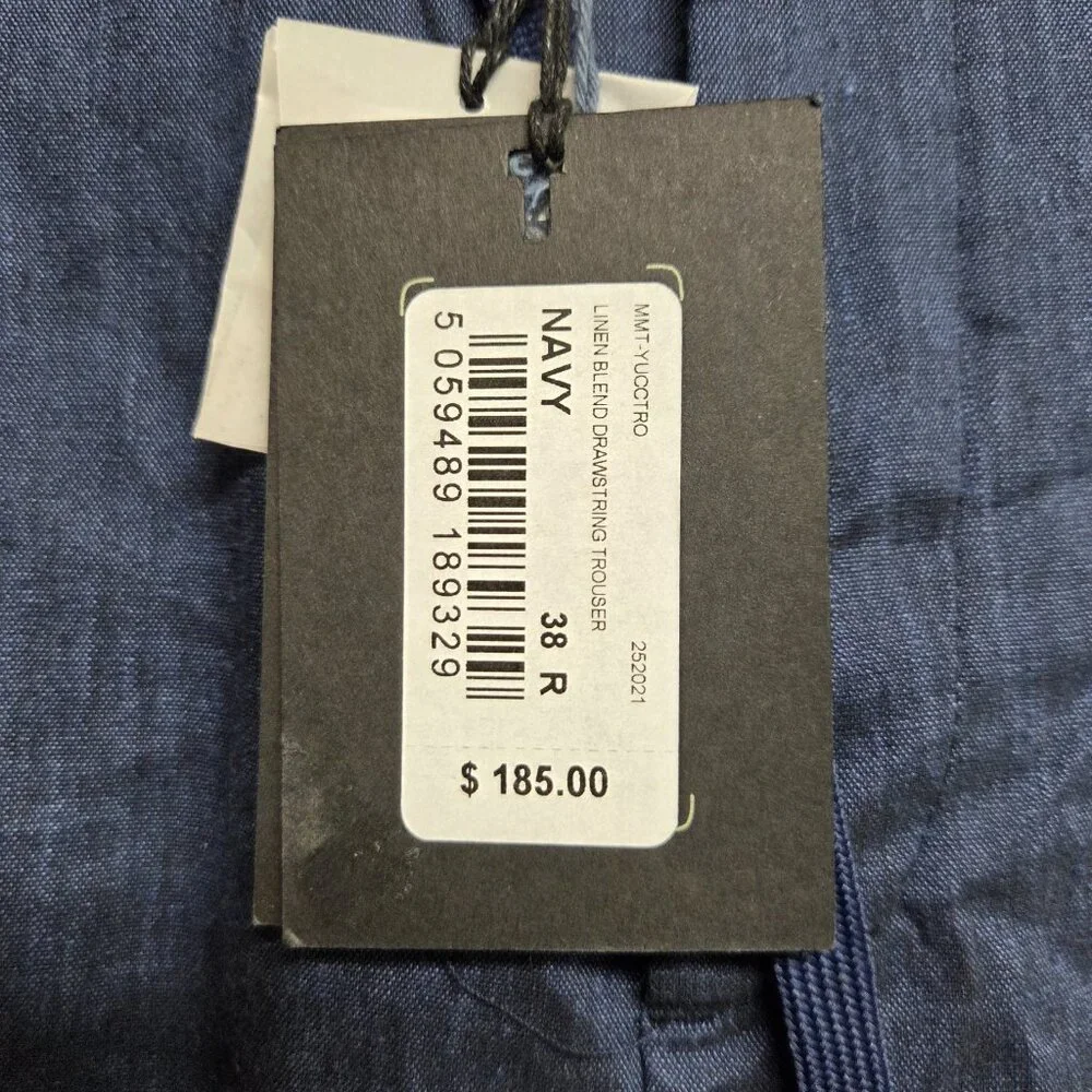 Ted Baker Pants Mens 38 Regular Yucctro Linen Blend Drawstring Slim Fit Trouser